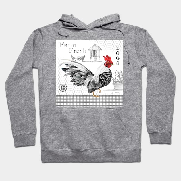 Plaid Country Rooster A Hoodie by Jean Plout Designs